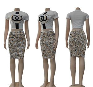 Женское облегающее платье из двух частей, короткие комплекты, спортивные спортивные костюмы, юбка, женский комплект из двух частей, повседневная одежда, роскошная дизайнерская брендовая одежда F