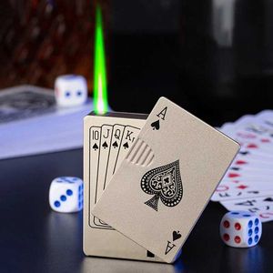 Poker Jet Lighter Flashlight Turbo Butane Without Gas Creative Windproof Outdoor Men's Toy Cigarette Accessories ZUH8