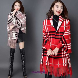 Fashion Bur winter scarves retail for sale Autumn and winter sleeved plaid shawl English cashmere Women's thick warm coat Long cape