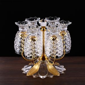 Other Home Garden Metal Cup Holder Drinking Glass Drain Rack Living Room Embedded 6 Cups Storage Six piece Set with Holders 230705