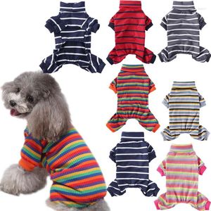 Abbigliamento per cani Strisce Vestiti per animali Dolcevita Tuta calda Pigiama Abbigliamento in cotone Cucciolo di gatto Pigiama Tuta per cani di piccola taglia Chihuahua