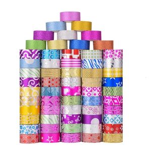 Adhesive Tapes 50PCS Glitter Washi 2016 Tape Stationery Scrapbooking Decorative Adhesive Tapes DIY Color Masking Tape School Supplies Papeleria 230704
