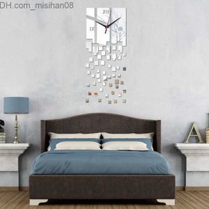 Wall Clocks Wholesale promotion modern wall clocks mirror design real diy watch 3d crystal clock sticker living room decor free shipping Z230706