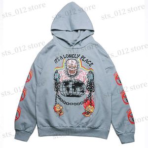 Luvtröjor herr Tröjor i fleece skalle Graffiti herr tröja oversize Harajuku Lös Casual huvtröjor för par Stranger Things Huvtröja 2020 T230705