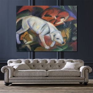 カラフルな抽象絵画キャンバス犬キツネ猫フランツマルクアートユニークな手作りアートワーク家の装飾