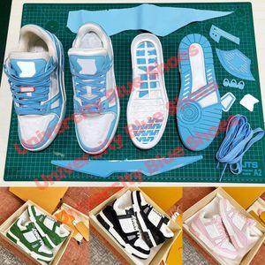 Trener Sneaker Projektant obuwia na co dzień Logo Wytłoczony potrójny denim niskie męskie skórzane trampki Factory Outlet Kobiety modne buty sportowe z pudełkiem rozmiar 36-45