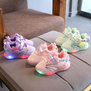 Sneakers Kids Sneakers For Girls Light Led Baby Casual Shoes Running Cartoon Rabbit Toddler Girl Sport Lighting Shoes For Boys Luminous 230705