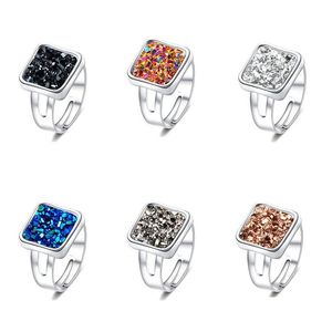 Solitaire Ring Fashion Druzy Stone Rings For Women Healing Crystal Faux Natural Sier Finger Luxury Jewelry Gift Drop Delivery Dhqwi