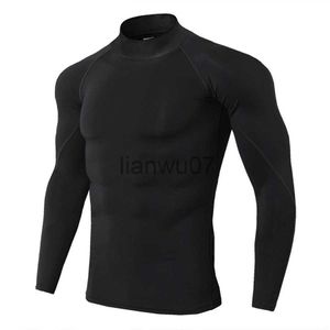 Camisetas Masculinas Masculinas Camisas Esportivas de Corrida Ginásio Fitness Compressão Skinny Tshirt Masculino Jogging Treinamento Preto Sólido Tee Tops Roupas Crossfit J230705