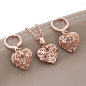 Necklace Earrings Set Vintage 585 Rose Gold Color Jewelry For Women Natural Zircon Earring And Pendant Sets Gift Fashion