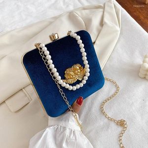 Evening Bags 2023 Ladies Small Wallet Vintage Baroque AngelEmbossedWomen's Shoulder Bag DesignerPearl Handbag Luxury Velvet Box Messenger