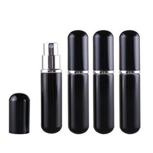5 ml sminkverktyg av hög kvalitet Liten svart aluminiumglas parfymsprayflaska 5cc Portable Cosmetic Atomizer F20172667 Gpxko