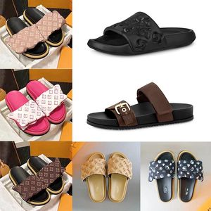 Italy slipper woman man designer Brand Slides black pink Flat Sandals Pool Pillow Mules Sunset Padded Front Strap Mule platform bedroom coach Slide house slippers