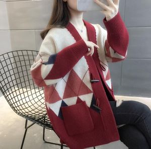 Women's Sweaters Designer V-neck diamond button pocket knit cardigan jacket