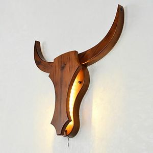 Lampade da parete Loft Industrial Retro Wood Cow Animal Style LED Sconce Lights Modern For Living Room Restaurant Bar