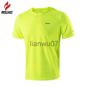 Męskie koszulki ARSUXEO koszulki do biegania mężczyźni kobiety z krótkim rękawem strój sportowy Gym Crossfit Fitness piłka nożna JerseyTraining T Shirt Jogging bluza J230705