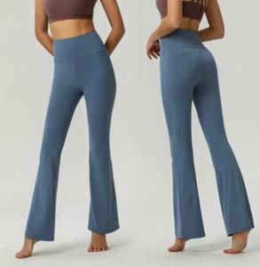 2023 Выровняйте Lu-07 Women йога брюки с твердым цветом обнаженной спортивной формы талии.