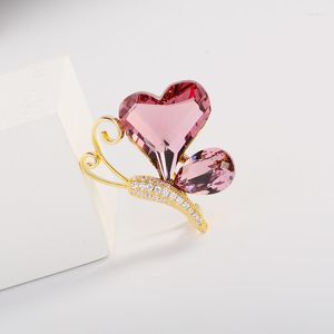 Brooches Female Fashion Purple Crystal Cute Butterfly For Women Luxury Yellow Gold Color Alloy Blue Animal Brooch Safety Pins