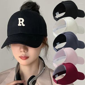 Czapki z daszkiem letnia czapka z daszkiem kobiety drążą litera R kapelusz Snapback Sunhat bawełna Outdoor Sports prosty Vintag Visor Casual