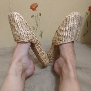 Sandals 2023 Men'S Straw Slippers Handmade Chinese Unisex Summer Home Shoes Couple Weave 230704
