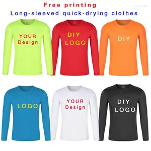 Herren-T-Shirts, langärmelig, schnell trocknend, Rundhals-T-Shirt, individuell, atmungsaktiv, Kultur-Shirt, Sport, Fitness, Outdoor, bedrucktes Logo, Laufen, Arbeit