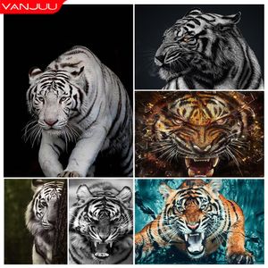 Stitch DIY 5D Diamond Målning 3D Animal Tiger Diamond Art Cross Sats