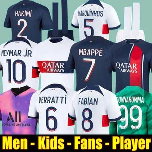 2023 PSGS футбольные майки MBAPPE Kids Football Kits PSGS Футбольный Джерси 23 24 Hakimi Marquinhos Verratti Maillot Foot Psgs