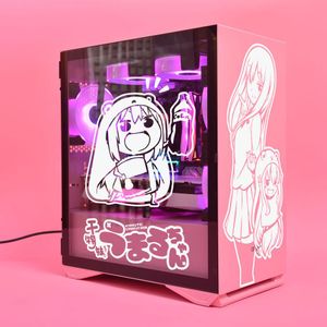 Filmy naklejki z anime himouto na PC, japońskie dekoracje z kreskówek do Atx Mid Tower Computer Skin, Waterproof łatwe wyjmowane