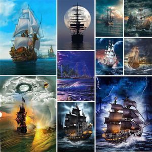 Gardiner Ocean Ship Landscape Printed Fabric Cross Diy Brodery Set Handwork Sying Handicraft Craft Promotions Wholesale Floss