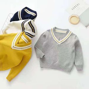 Family Matching Outfits 1 8Y Children s sweater pullover bottoming shirt Autumn Korean style top V neck striped 230704