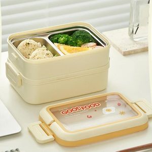 Geschirr-Sets, moderne Behälterqualität, Cartoon-Muster, rechteckig, Edelstahl, tragbare Lunchbox-Aufbewahrung