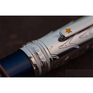Kugelschreiber Förderung Petit Prince Blau und Silber Stift / Roller Ball Exquisite Büromaterial 0,7 mm für Weihnachtsgeschenk Kein Tropfen D DHAIO