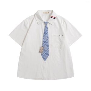 女性のブラウス 2023 夏のファッション日本スタイル JK 制服シャツトップス女性綿ブラウス白ネクタイ十代の少女