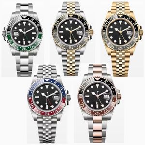 Mens Watches Designer Watch GMT Work 2813 Mechanical Automatic 40MM Green Dial Ceramic Border Gold Stainless Steel Bracelet Folding Buckle Watch ROLEJ Watch
