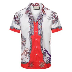 Camisas de grife de luxo masculinas moda geométrica xadrez camisa de boliche Havaí camisas casuais masculinas slim fit manga curta variedade 688