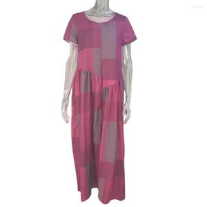 Abiti casual Bellissimo abito da festa Manica corta Morbido Donna Estate Lunghezza caviglia Pieghettato Lady Maxi