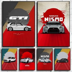 Canvas Painting 80s Tokyo Street Racing GTR Poster Decoration Wall Art Home Decor Boy Bedroom Painting Interior Posters Gift For Friend Unframed