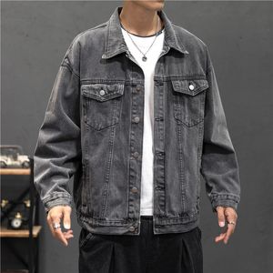 QNPQYX Nova Jaqueta Denim Masculina Vintage Jean Coats Streetwear Moda Jaqueta Jean Masculina Turn Down Gola Denim Outerwear Algodão Bomber Jacket