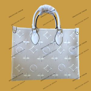 23SS女性Luxurys Designer Totes Bags Ontehgo Upscale Leather Handbag Shouder Crossbody Ladies Handbags Flowers Embroidery Purse Pouch 34cm
