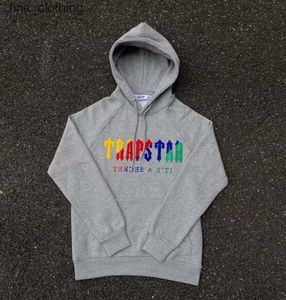 hoodie Trapstar hel träningsoverall regnbågshanddukstryck avkodning sportkläder med luva för män och kvinnor sportkläder kostym byxor med dragkedja Storlek XL53745