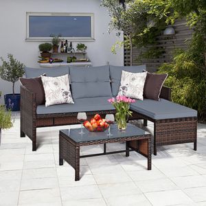 Wicker Rattan Sofa Set Outdoor Sectional Conversation Set Lawn GardenSimple and convenient