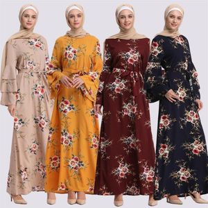 Nova Moda Muçulmana Vestido Estampado Feminino Abaya e Hijab Jilbab Roupa Islâmica Maxi Vestido Muçulmano Burqa Dropship March Saia Longa287Z