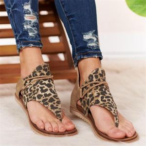 Sandals 2023 Women Leopard Print Summer Shoes Large Size Zipper Andals Flat Womens