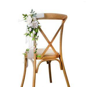 Flores decorativas Ly Cadeira de casamento Cadeiras artificiais Flor de seda com fitas para adereços de fotografia