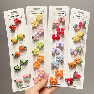 Accessori per capelli 10pcs Cartoon Fruit Girls Cute Hairpin Lovely Flower Children's Sweet Bow Baby Kids Bangs Clip a becco d'anatra