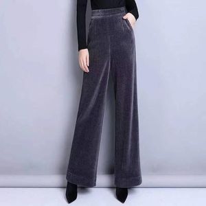 Kadın Pantolon Dört Renk Sıradan Kadife Sıcak Tutun Gevşek Geniş Bacak Uzun Elastik Bel Cepleri Sonbahar Kış Vidası Zarif Kadınlar 5xl