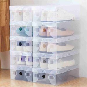 10pcs Set Fold Plastic Shoes Case Thickened Transparent Drawer Case Plastic Shoe Boxes Stackable Box Shoe Organizer Shoebox L230705