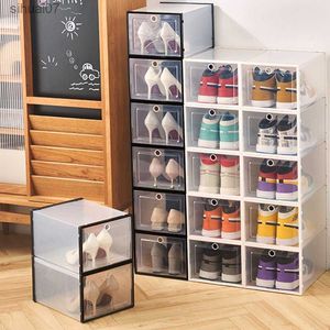 NEW Clear Fold Shoes Case Thickened Transparent Drawer Case Plastic Shoe Boxes Stackable Box Shoe Organizer Shoebox Wholesale L230705