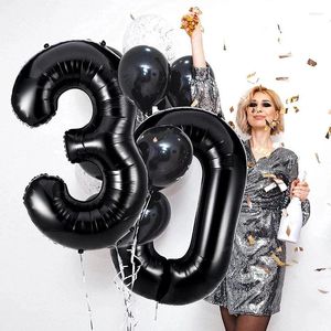 Party-Dekoration, 2 Stück, 32 Zoll, Zahlen-Folienballons, Geburtstagsdekorationen, Erwachsene, Kinder, 10, 11, 12, 14, 15, 20, 25, 30, 35, 40, 50, 60 Jahre alt, schwarze Globos