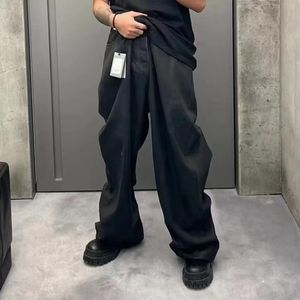 High Street Orijinal 22FW Büyük Baggy Fırçalı Mumlu Kot Moda Denim Pantolon